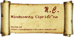 Mindszenty Cipriána névjegykártya